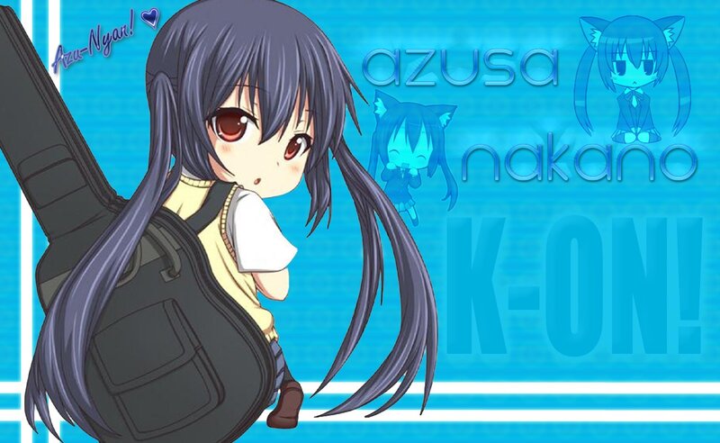 Anime Girl with Guitar Case — Blue