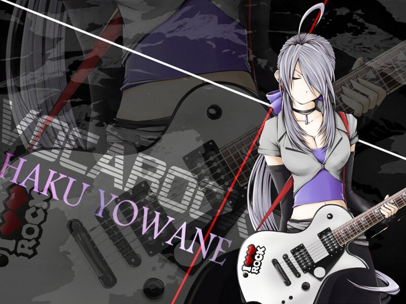 Anime Girl with Guitar — Gray, Dramatic