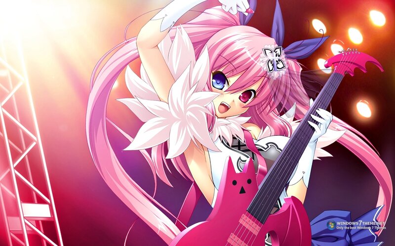 anime girl with guitar on stage