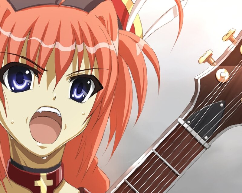 Anime Girl with Guitar — Orange, Intense
