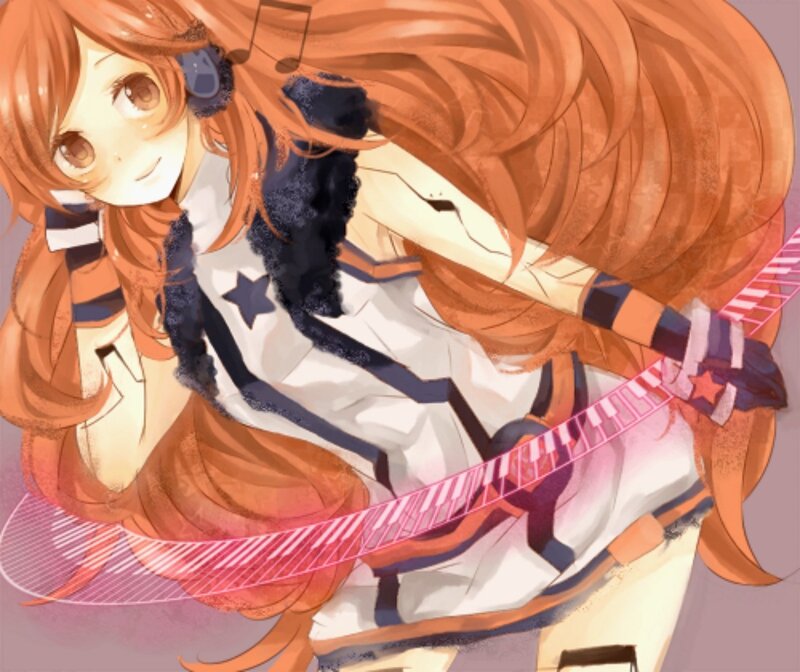 Anime Girl with Guitar — Orange, Playful