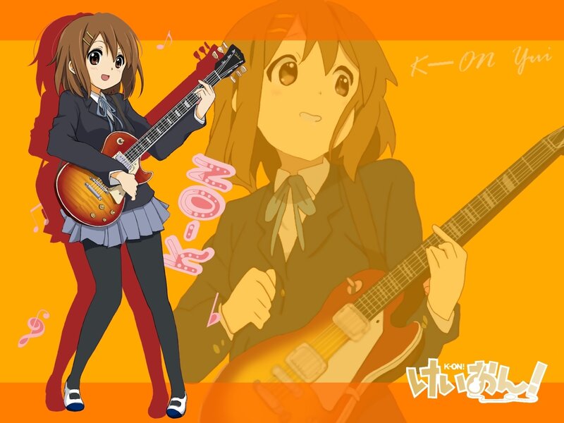 Anime Girl with Guitar — Orange