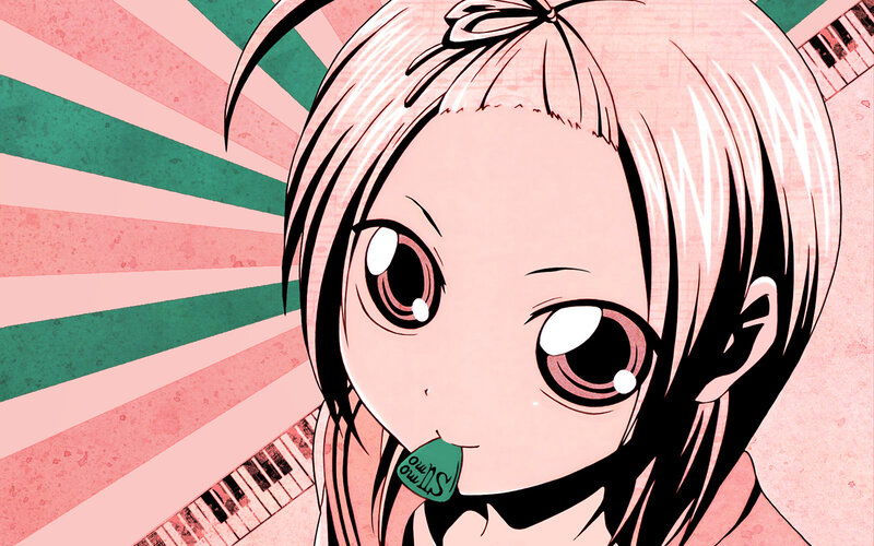 anime girl with guitar pick