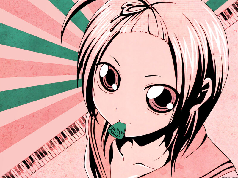 anime girl with guitar pick