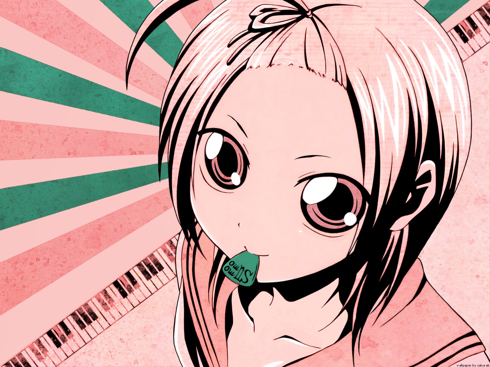 anime girl with guitar pick