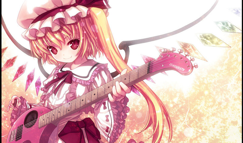 Anime Girl with Guitar — Pink, Bright