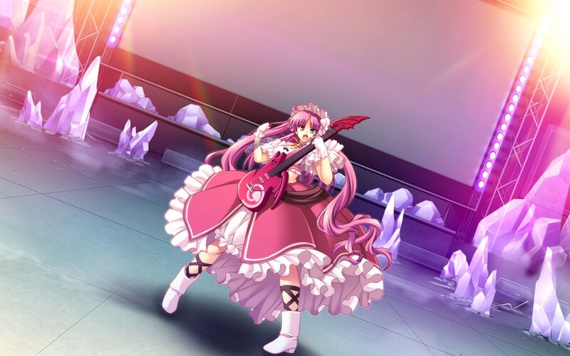 Anime Girl with Guitar — Pink, Dramatic, Digital Art
