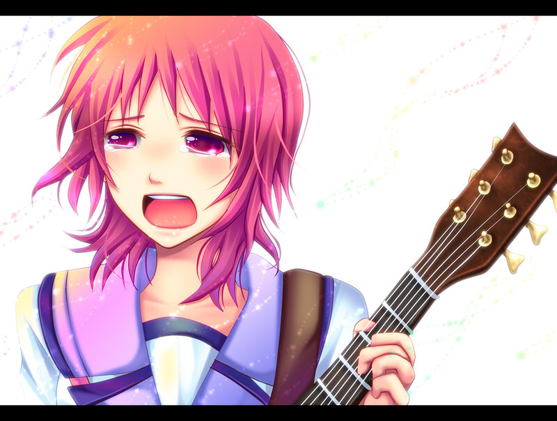 Anime Girl with Guitar — Pink, Dramatic