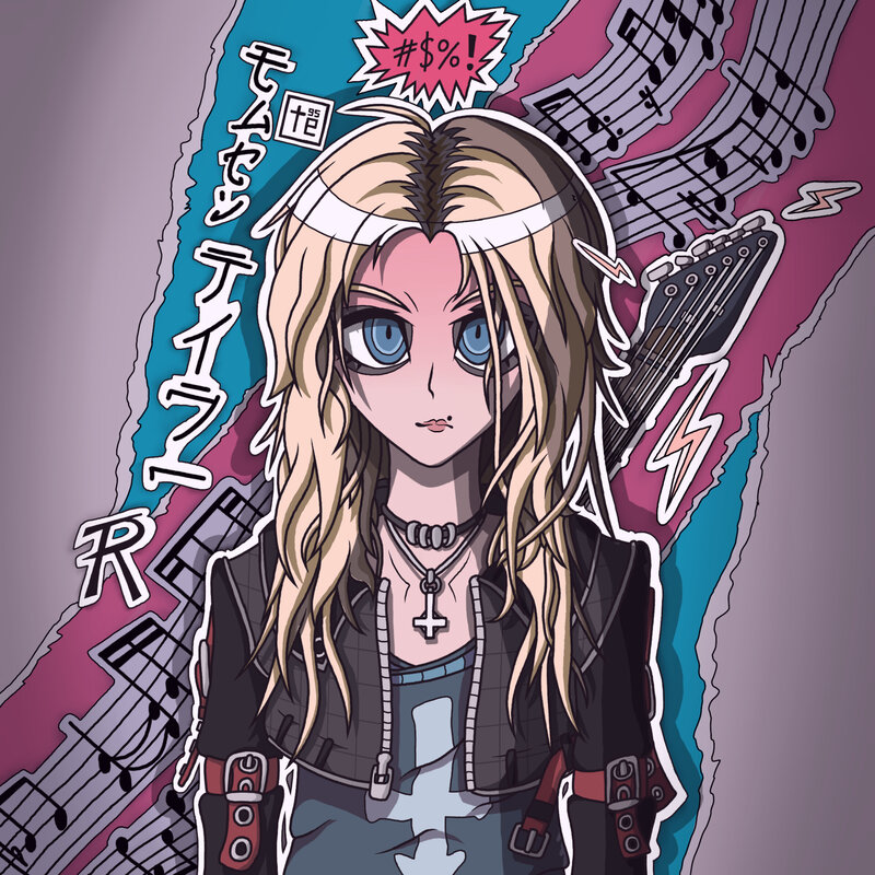 Anime Girl with Guitar — Pink, Energetic, Manga