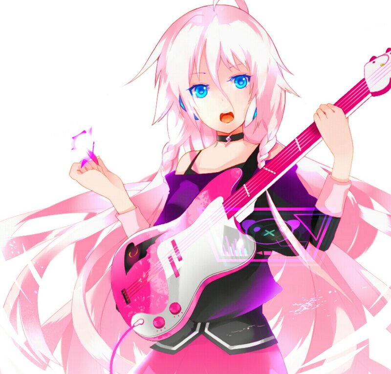 Anime Girl with Guitar — Pink, Energetic, Microphone
