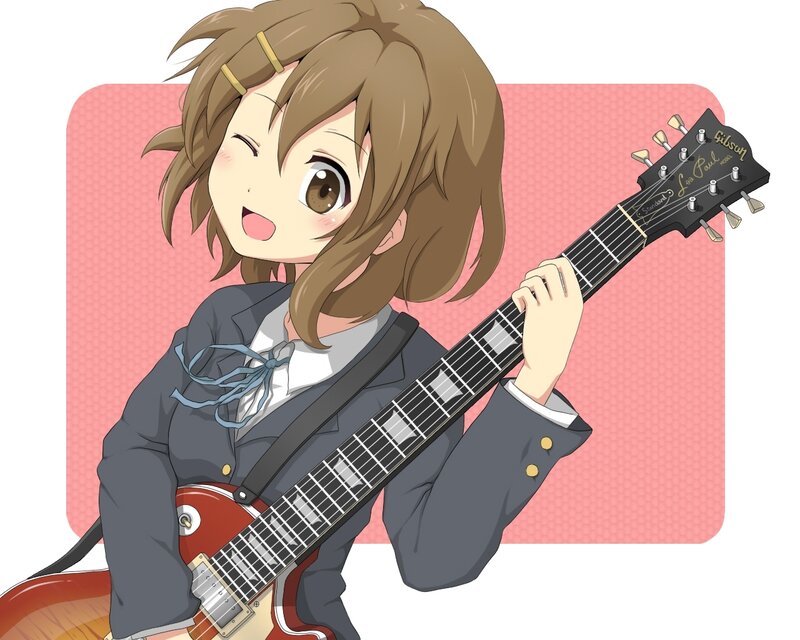 Anime Girl with Guitar — Pink, Happy