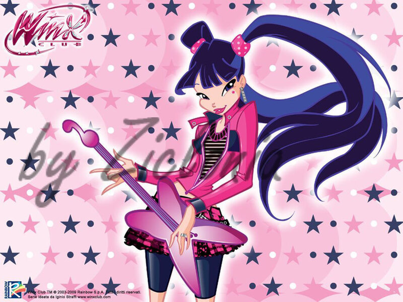 Anime Girl with Guitar — Pink, Playful, Digital Art