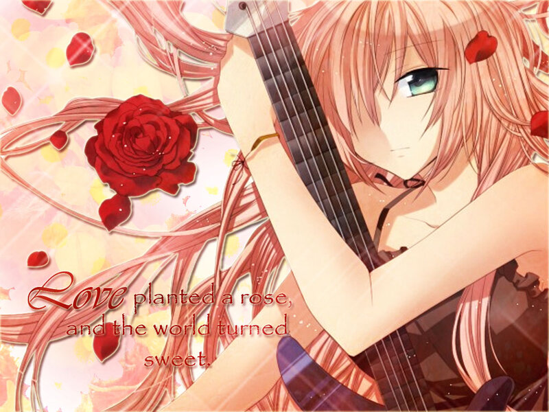 Anime Girl with Guitar — Pink, Romantic