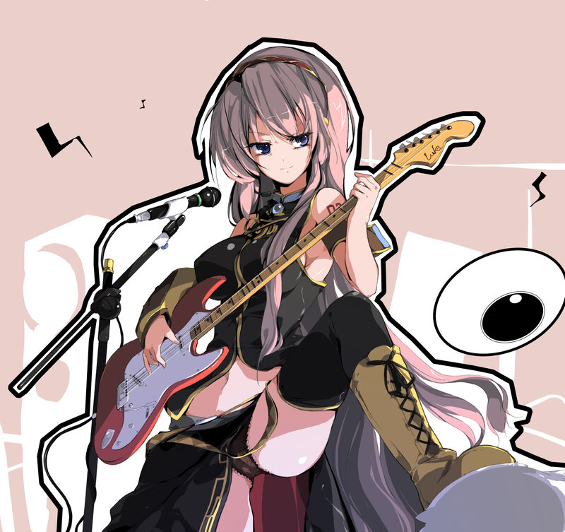 Anime Girl with Guitar — Pink