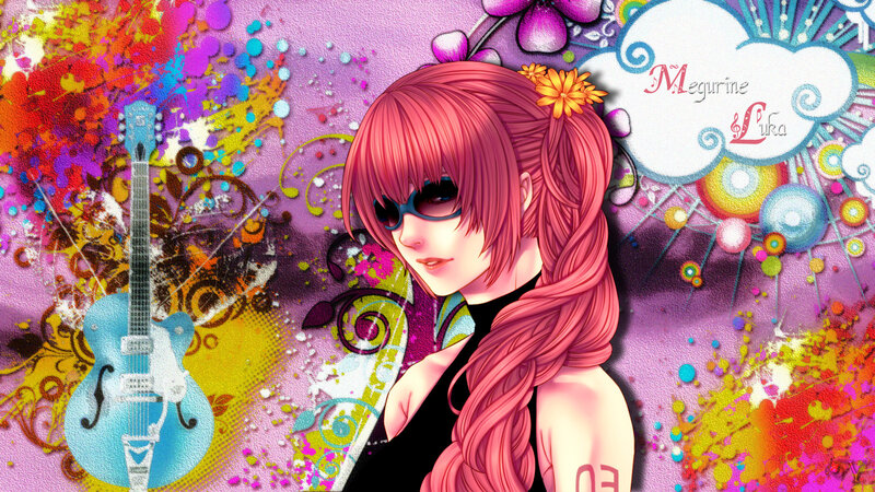Anime Girl with Guitar — Pink, Vibrant