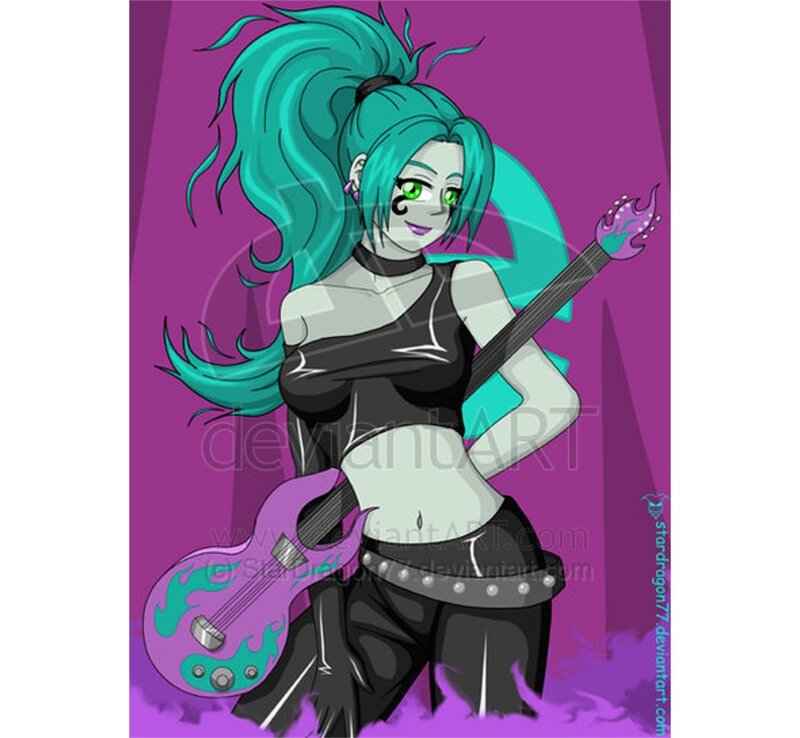 Anime Girl with Guitar — Purple, Confident