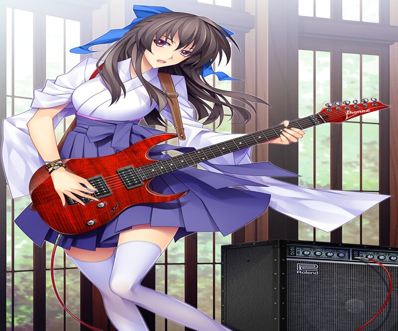 Anime Girl with Guitar — Purple, Dramatic, Afternoon