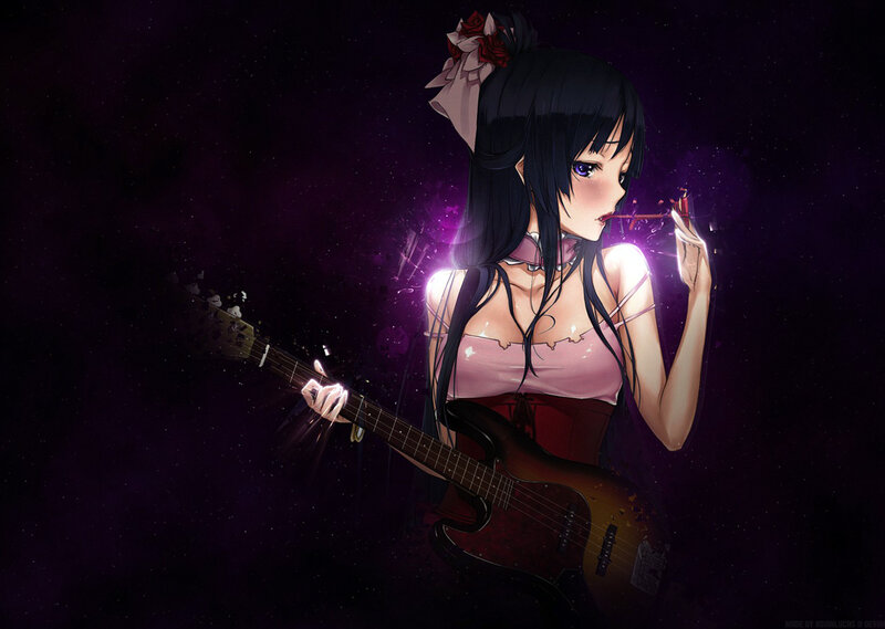 Anime Girl with Guitar — Purple, Dramatic