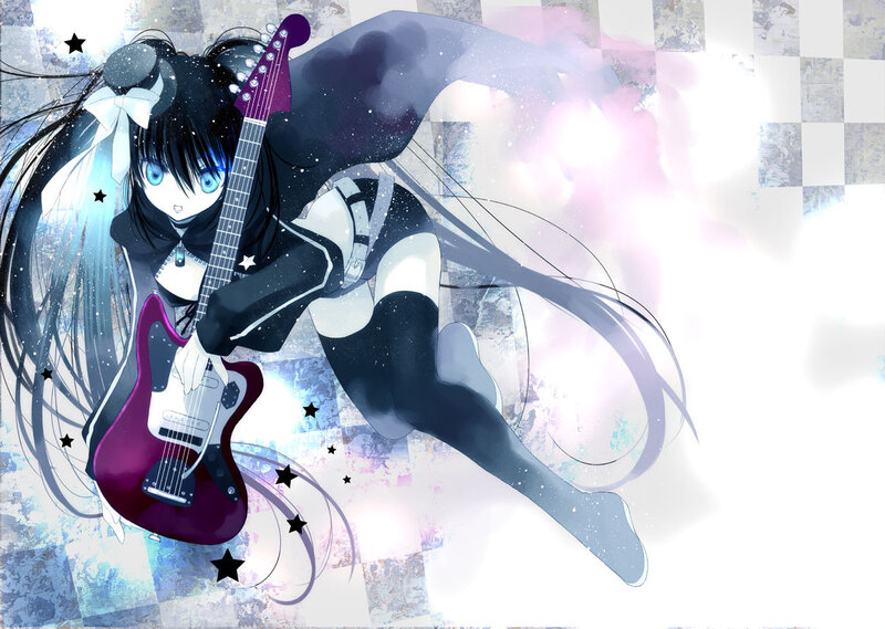 Anime Girl with Guitar — Purple, Dynamic