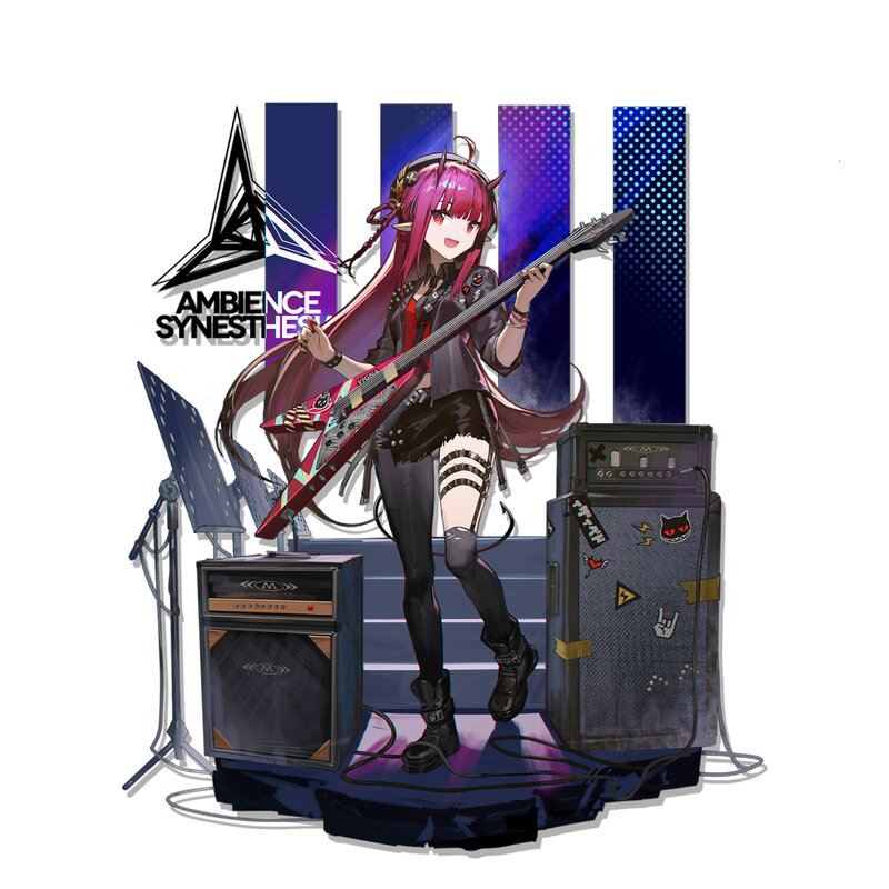 Anime Girl with Guitar — Purple, Energetic, Digital Art, Amplifier