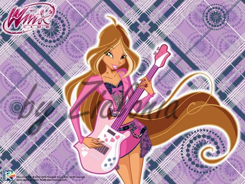 Anime Girl with Guitar — Purple, Playful, Digital Art