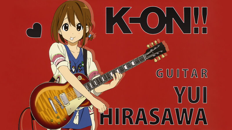 Anime Girl with Guitar — Red, Cheerful