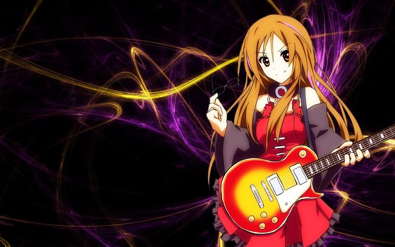 Anime Girl with Guitar — Red, Dynamic