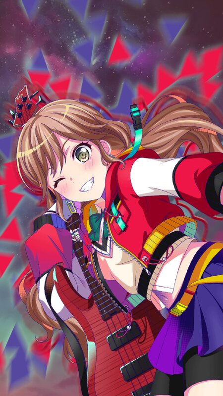 Anime Girl with Guitar — Red, Energetic, Night, Pigtails