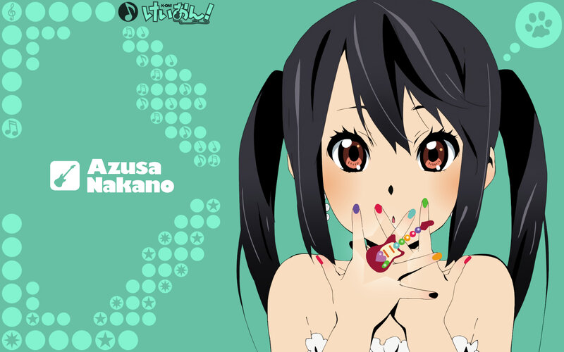 Anime Girl with Guitar — Teal, Playful, Pigtails
