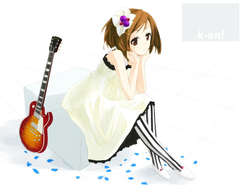 Anime Girl with Guitar — White, Calm