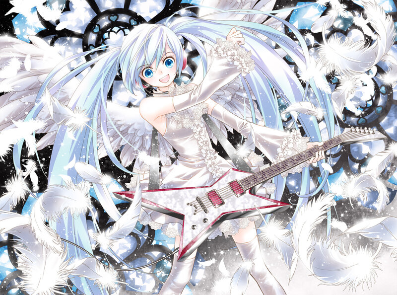 Anime Girl with Guitar — White, Dynamic