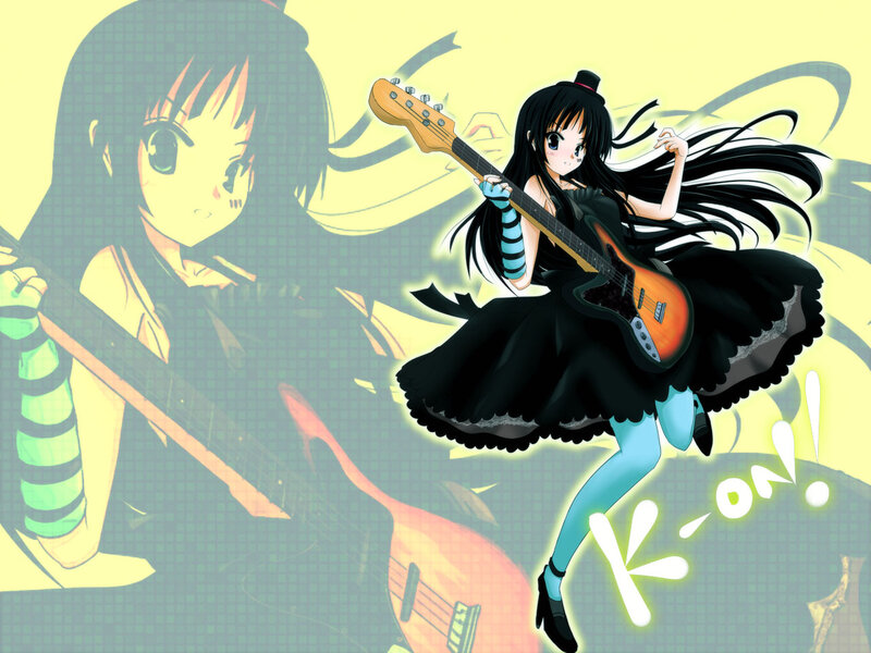 Anime Girl with Guitar — Yellow, Energetic, Skirt