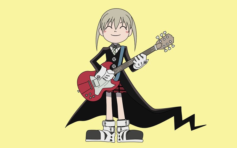 Anime Girl with Guitar — Yellow, Happy