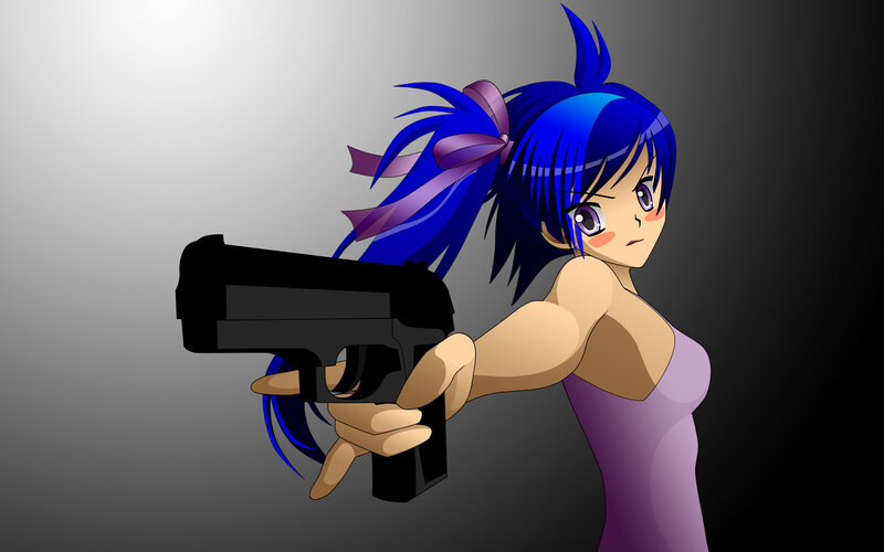 anime girl with gun