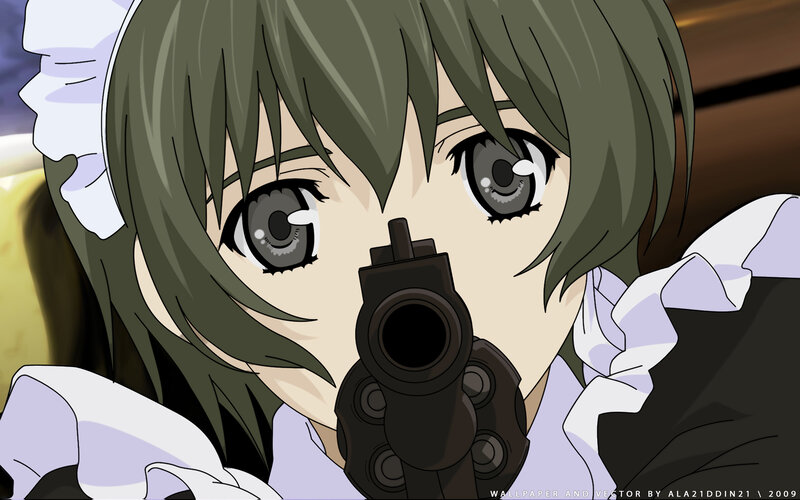 anime girl with gun