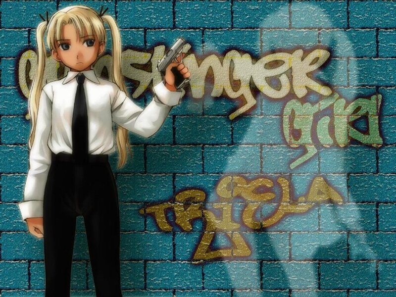 anime girl with gun