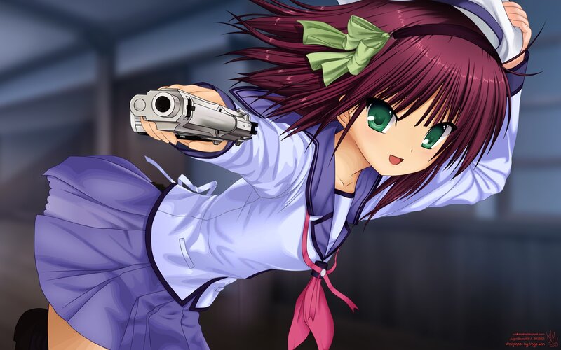 anime girl with gun