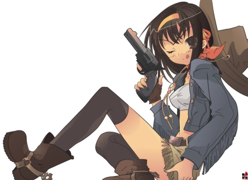 anime girl with gun