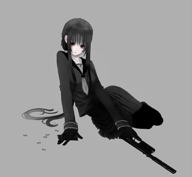 anime girl with gun
