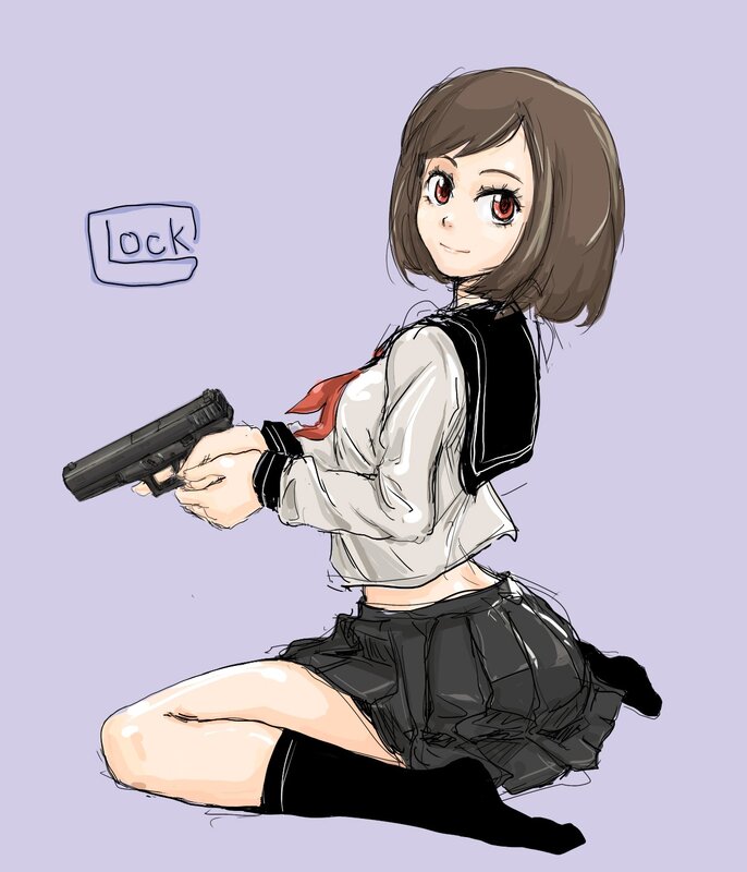 anime girl with gun