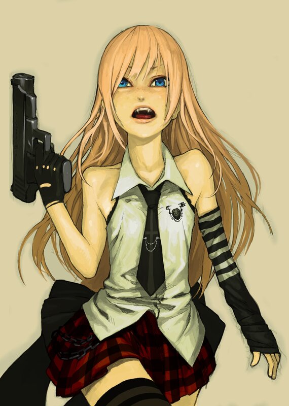anime girl with gun
