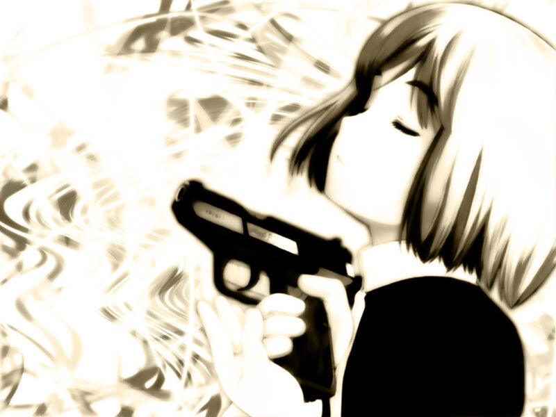 anime girl with gun