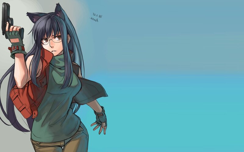 anime girl with gun