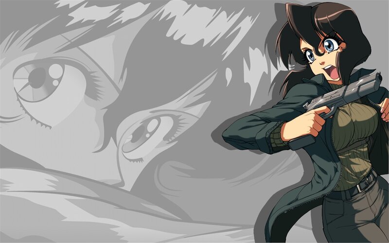 anime girl with gun
