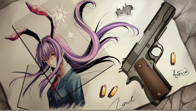 Anime girl with gun and bullets
