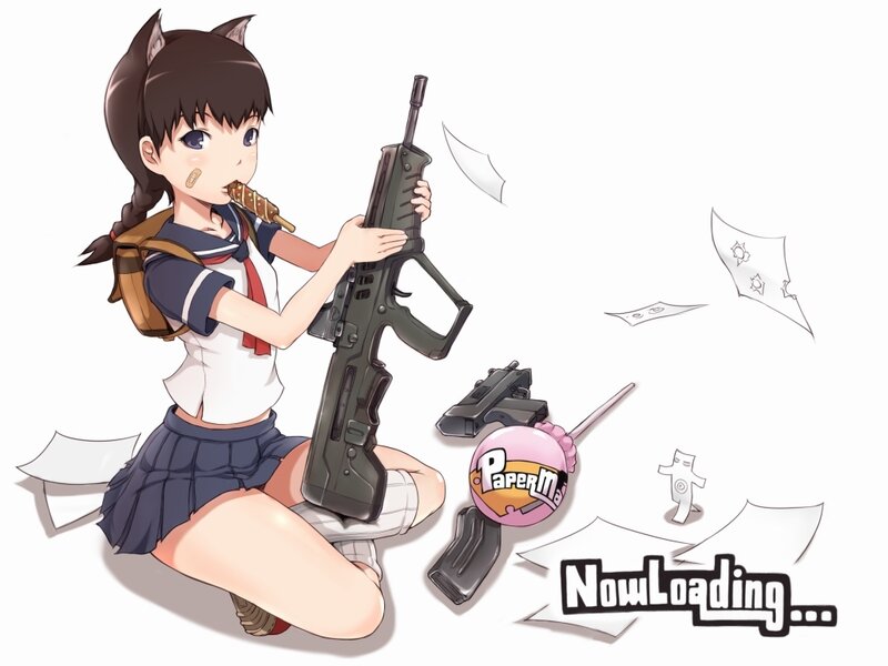anime girl with gun and candy