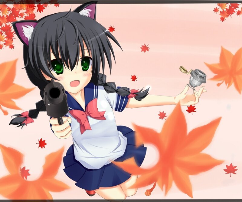 anime girl with gun and grenade