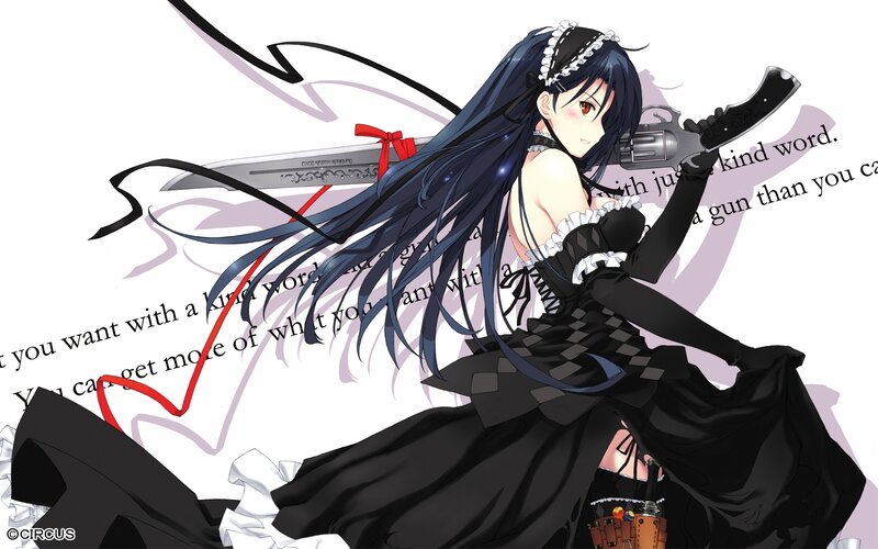 anime girl with gun and sword