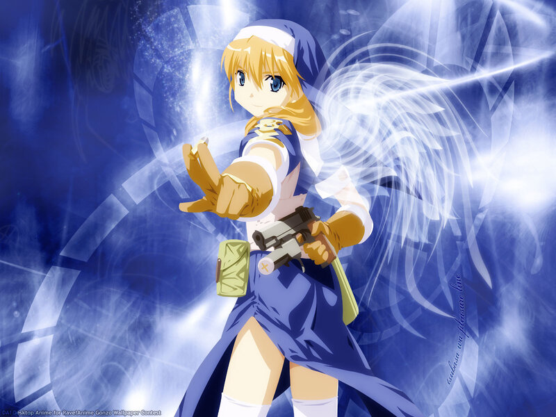 anime girl with gun and wings