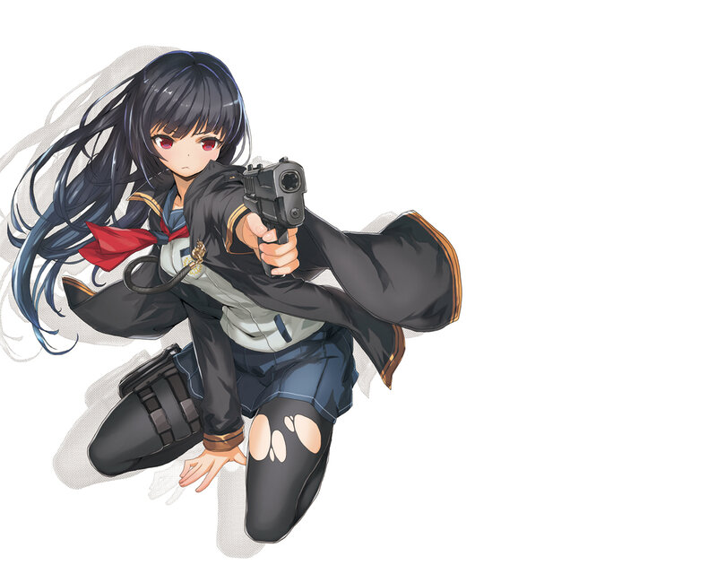 Anime Girl with Gun — Black, Action